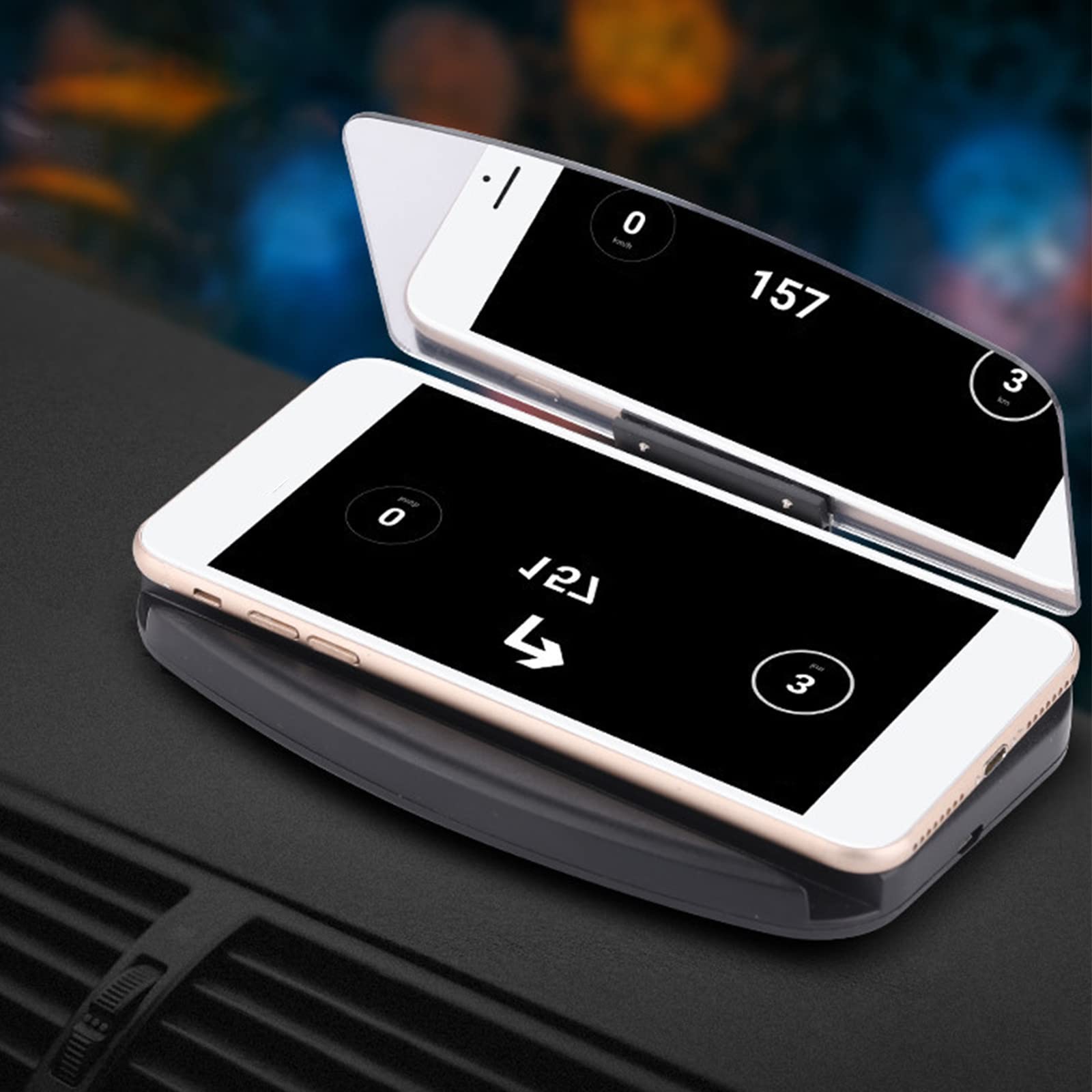 Cargador inalámbrico con navegación, compatible con Android e iOS, cargador de coche con pantalla de cabeza hacia arriba, carga rápida