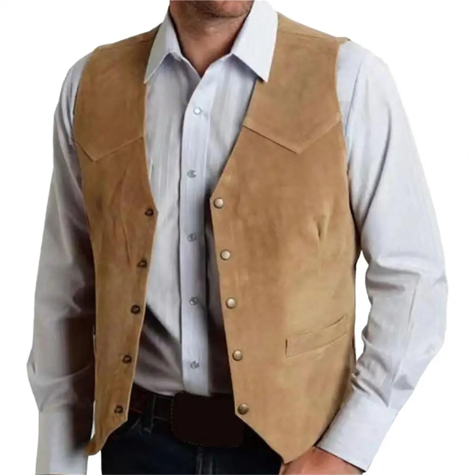 Gilet marrone da uomo formale lavoro, gilet sposo for matrimonio cowboy Per matrimoni, eventi aziendali