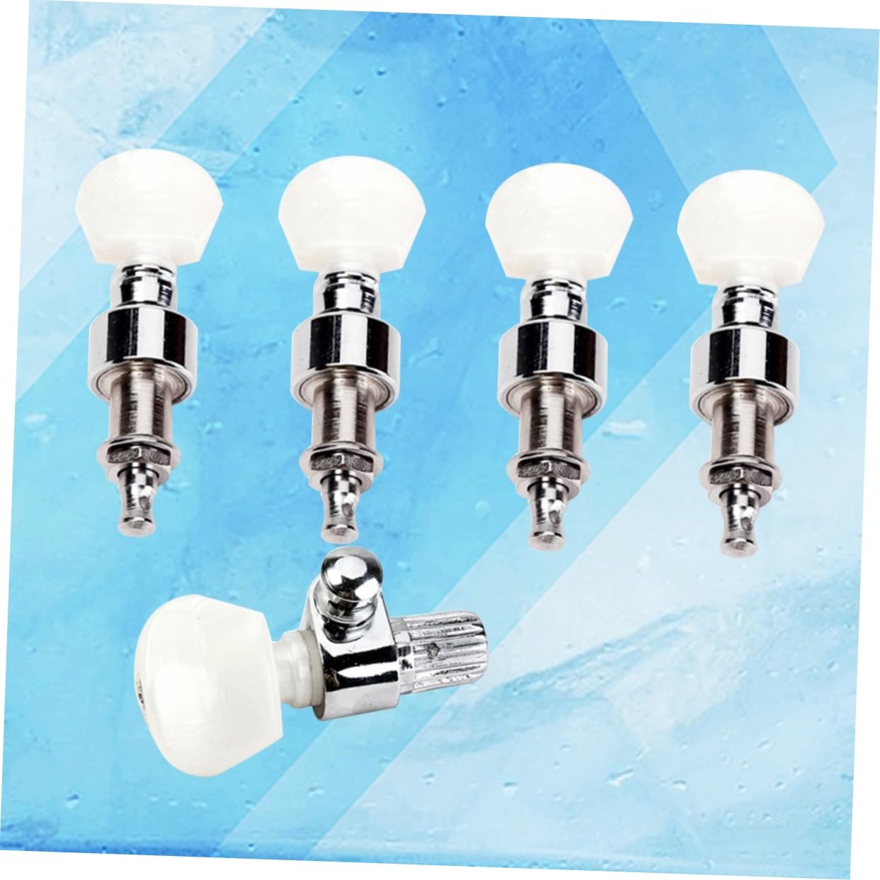 Juego 5 Clavijas de Afinación de Banjo Acústico Selladas con Bloqueo, Botones de Plástico Vintage y Bujes Roscados para Instalación Fácil, Accesorios para Banjo Profesional