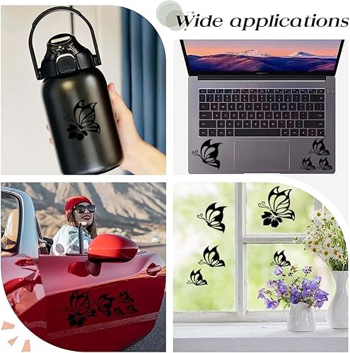 Miniatura 5 de GORGECRAFT Juego de 2 hojas de calcomanías de mariposa para automóvil, calcomanías impermeables de vinilo para mujer, calcomanías reflectantes para