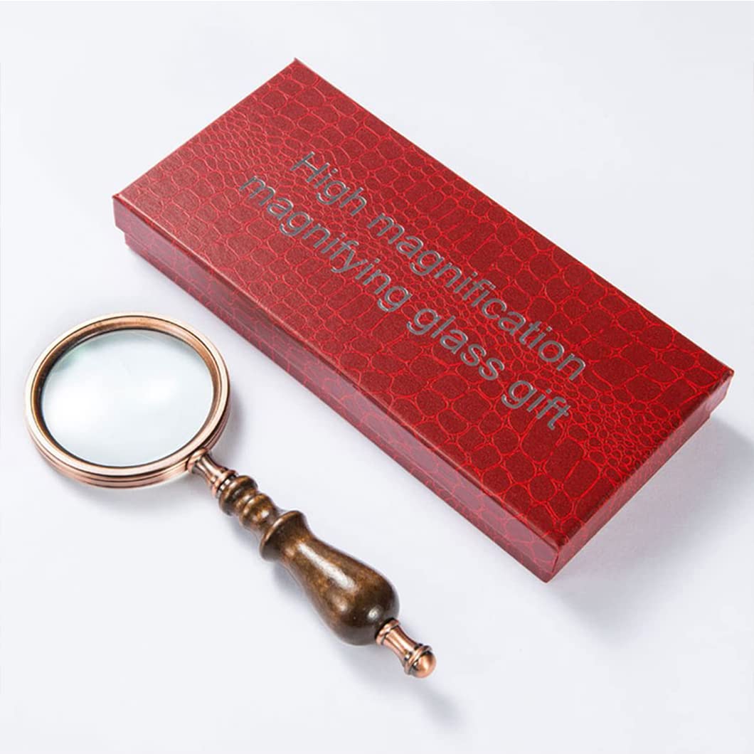 10-fache Handlupe mit Geschenkbox, antike, abnehmbare Holzgrifflupe, 80-mm-Leselupe zum Lesen von Büchern, Inspektionen, Münzen, Insekten, Steinen, Karten, Goldvergrößerung Beauty Comes