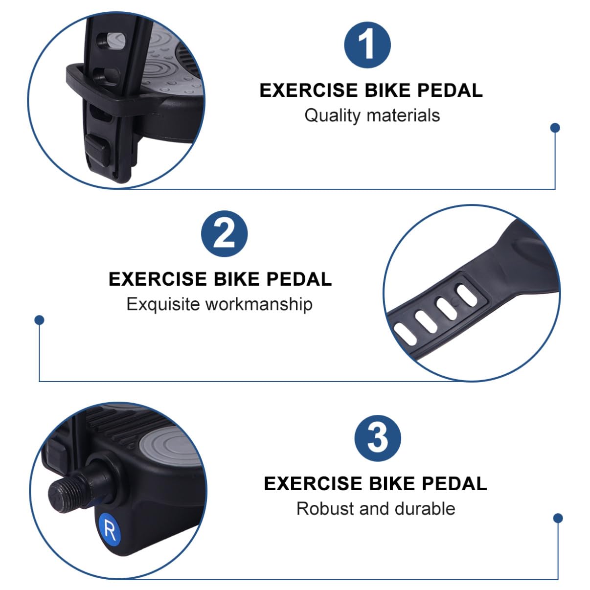 DECHOUS Pedales y Estática Bicicleta de Plástico de Bici Antideslizantes con Correas Hebilla 1 Par, Rosca 9/16 y 1/2, para