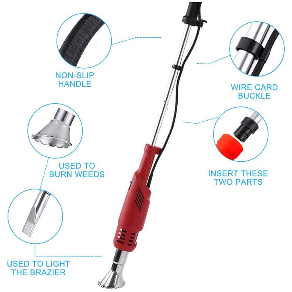 Bastone Diserbo Elettrico, 2 Ugelli 2000W Bruciatore Per Erbacce Con Una Temperatura Massima Di 650 ° C, Diserbatrice Di Sicurezza Da Giardino.