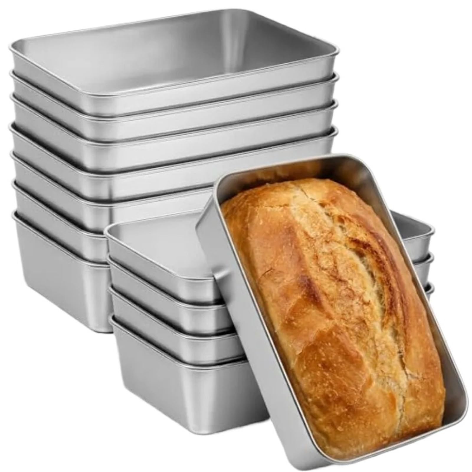 Molde for pan de acero inoxidable 6 piezas 8,5 x , pulgadas Para Campin