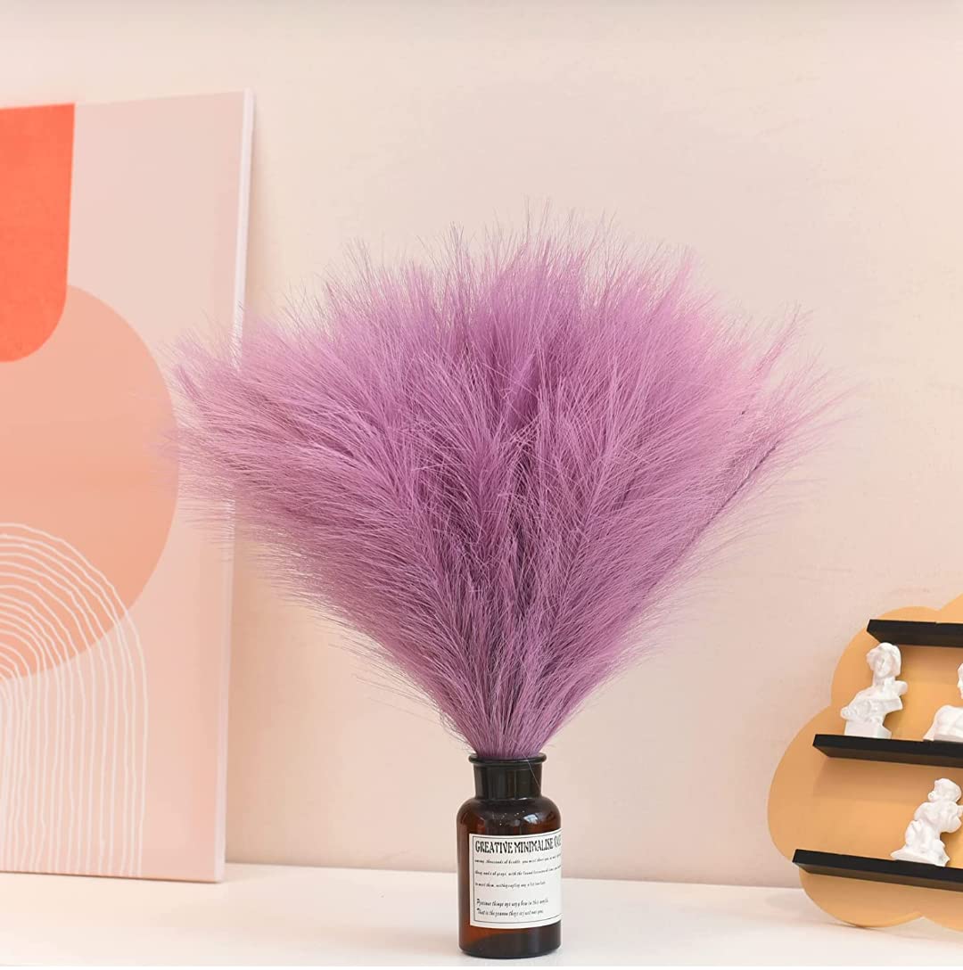 VRB Dec™ (Pack of 3 Artificial Pampas Grass Sticks | Faux Flowers for Vases | Decoration Items for Living Room Vase Office, Bedroom, Balcony Table, Diwali Decoration tems Corner (Pack of 3) (Violet)