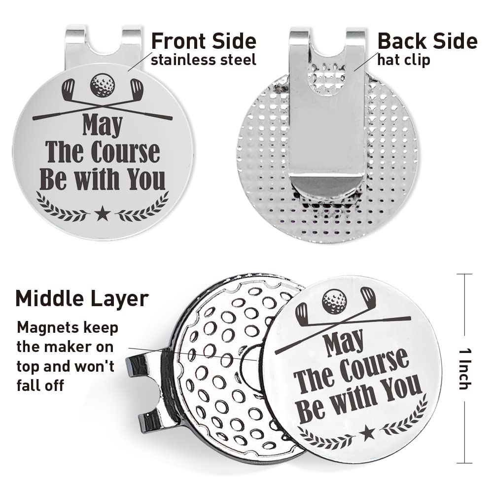 QVUXZ Golf Ball Marker Gifts for Men Women Golfers, Golf Lover Birthday, Golfing Gifts for Boyfriend Him, Valentine's Day Golf Gift for Husband Boyfriend, May The Course Be with You