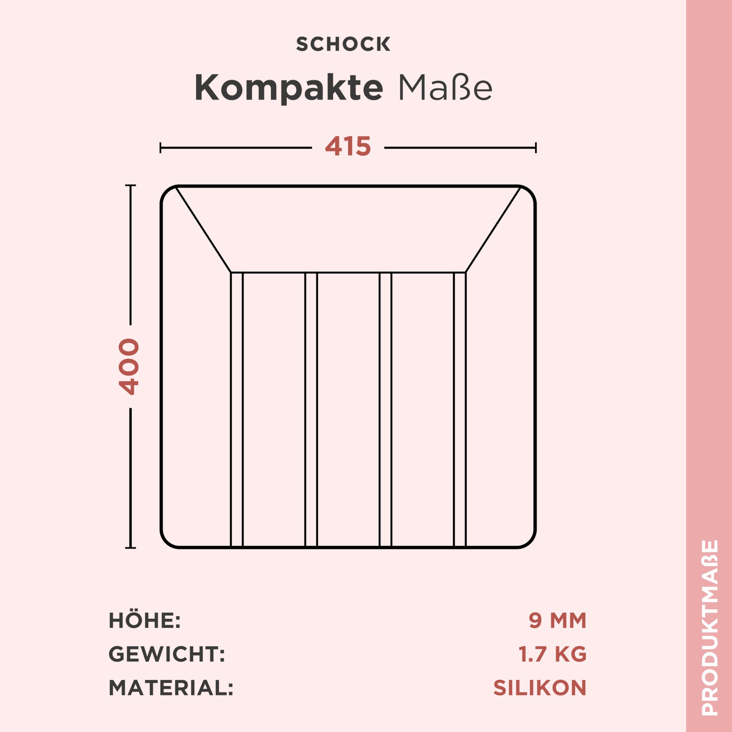 Schock® Abtropfmatte aus Silikon anthrazit I Flexible Abtropfunterlage für Küchen I Spülmaschinengeeignetes Zubehör I Lebensmittelecht und BPA-frei I rutschfest und hitzebeständig I Größe 400x415 mm