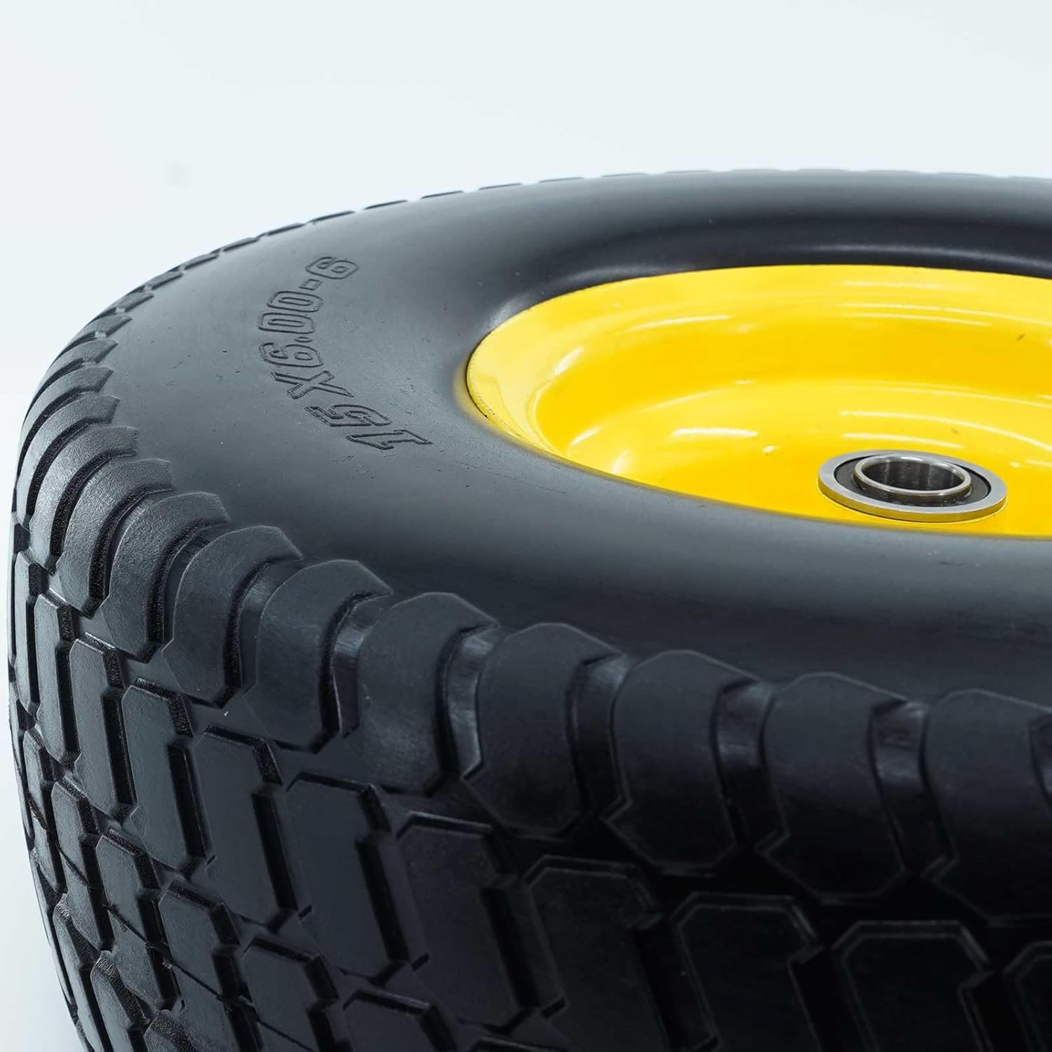 15x6.00-6 Lawn Mower Tires Flat Free,15x6x6 Tire and Wheel, 3" Centered Hub, 3/4" & 5/8" Bearings and 1" bushings, 500lbs Capacity, Compatible with Riding Mowers, Lawn Tractor Tire (2 Pack)