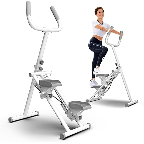 Steppers for Exercise at Home Stair Stepper with Handlebar Compact Foldable Cardio Exercise Climber with Extended Step Range & Adjustable Pedals 300LBS Loading Capacity