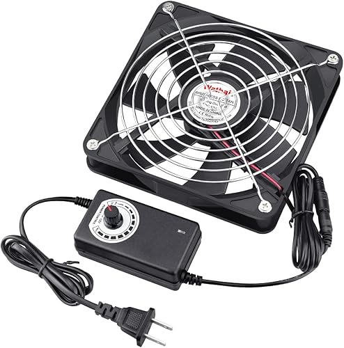 Wathai Ventilador alimentado por CA de 4.724in, 5.512in, 5 pulgadas, 12 V con controlador de velocidad variable de 110 V - 240 V, enchufe de CA para