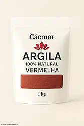 Argila 100% Natural - Branca, Cinza, Verde, Rosa, Amarela ou Vermelha - 1 kg Cor:Vermelha