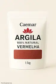 Argila 100% Natural - Branca, Cinza, Verde, Rosa, Amarela ou Vermelha - 1 kg Cor:Vermelha