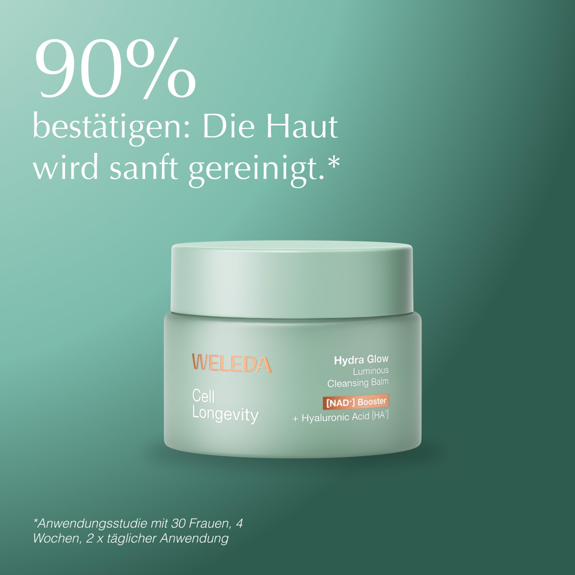 WELEDA Cell Longevity Hydra Glow Luminous Cleansing Balm - Gesichtsreinigung Balsam mit [NAD⁺] Booster & Hyaluronsäure reinigt die Haut & spendet Feuchtigkeit (Naturkosmetik, vegan, 80g)