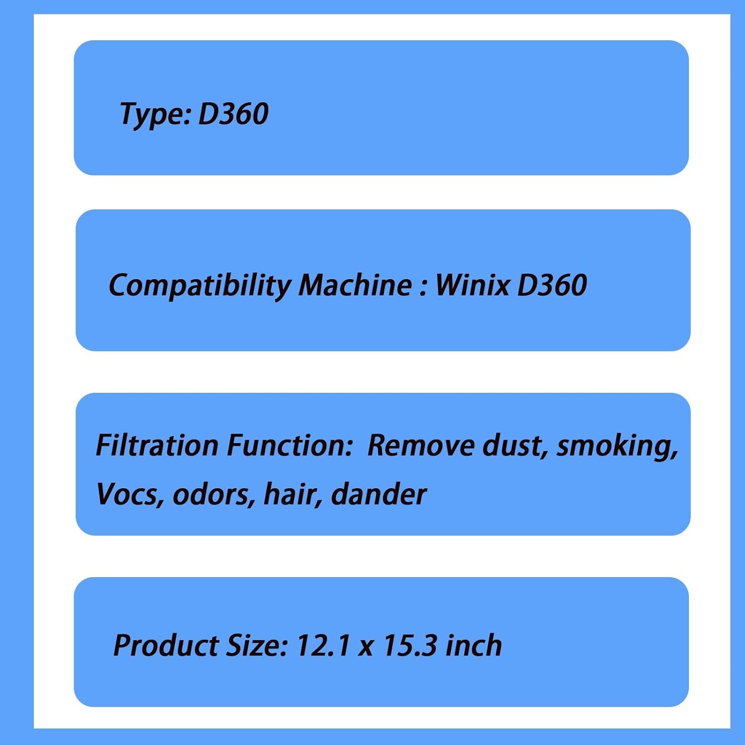 D360 Replacement Filters Kit True HEPA Filter Compatible with Winix D360 Air Purifier, Number 1712-0101-02 1 True HEPA + 4 Activated Carbon Filters - Image 4