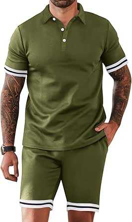Men's Casual Polo Set – Breathable Knitted Shirt and Drawstring Shorts for Warm Spring Days