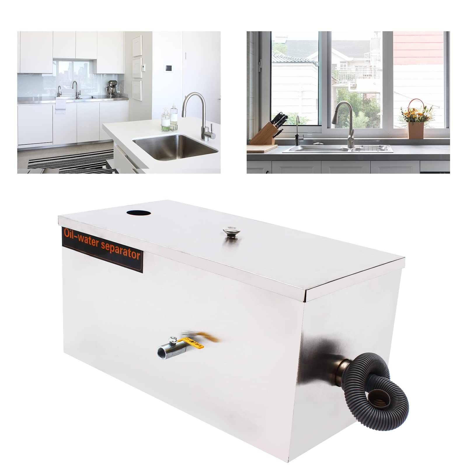Bac a Graisse Filtration en Cinq Étapes Bac a Graisse Sous Evier Intercepteur Graisse pour Filtration Déchets Alimentaires et Séparation L'huile et L'eau, pour Restaurants, Cantines Publiques