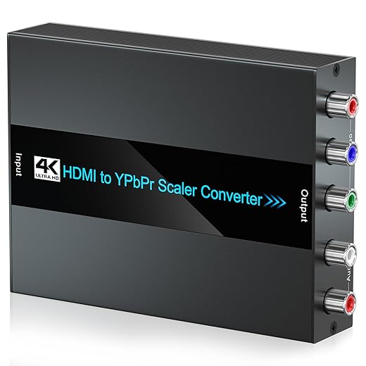 4K/60Hz HDMI to Component Converter with Scaler Function, HDMI to YPbPr Converter Support 480i/576i Component Out for HDMI Devices to Display on CRT TV with Component