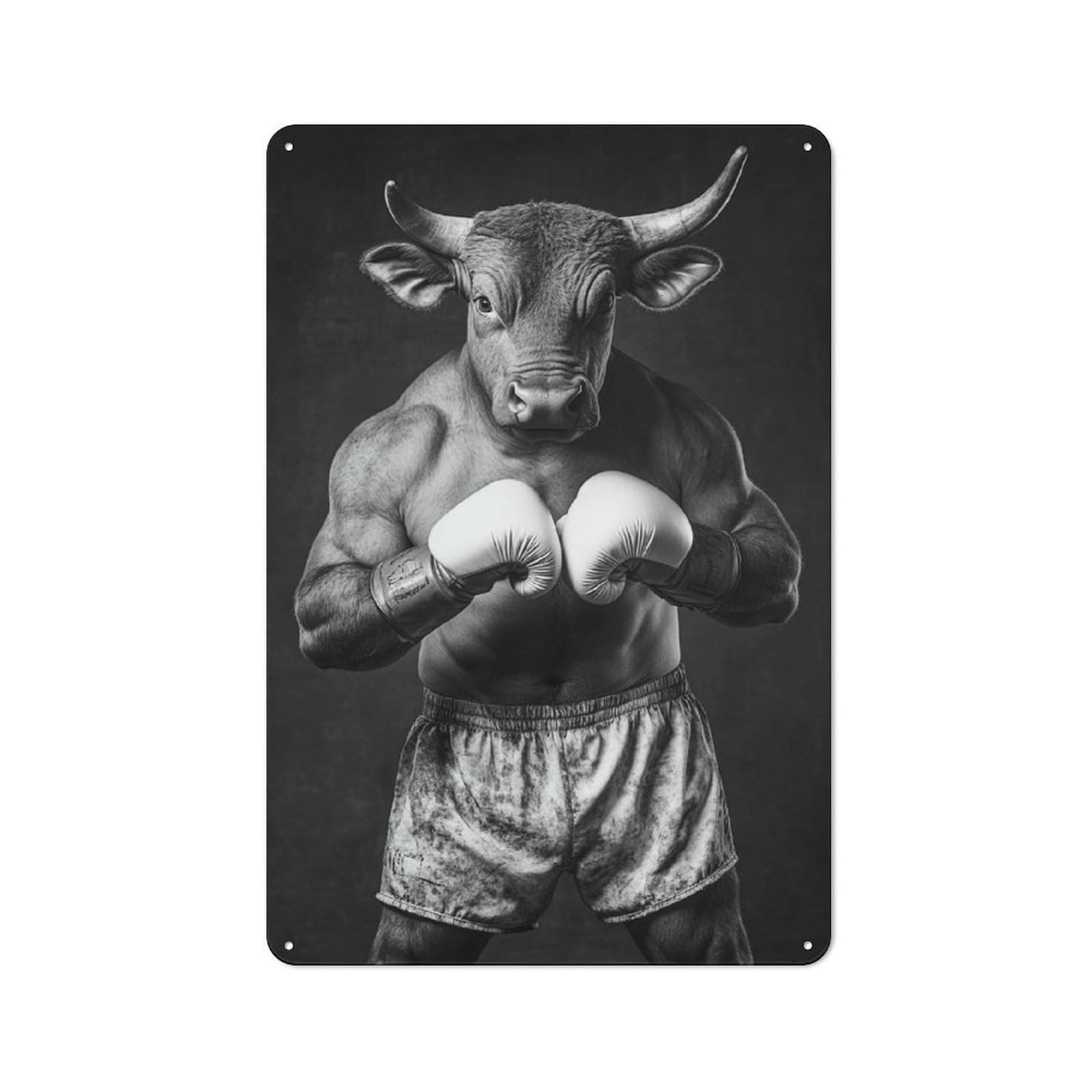 Junmoney Bull Boxer Boxing Metal Sign 30X20cm With For Workshop Wall, Vintage Decor, A Decorative Christmas Gift For Metal Sign Collectors
