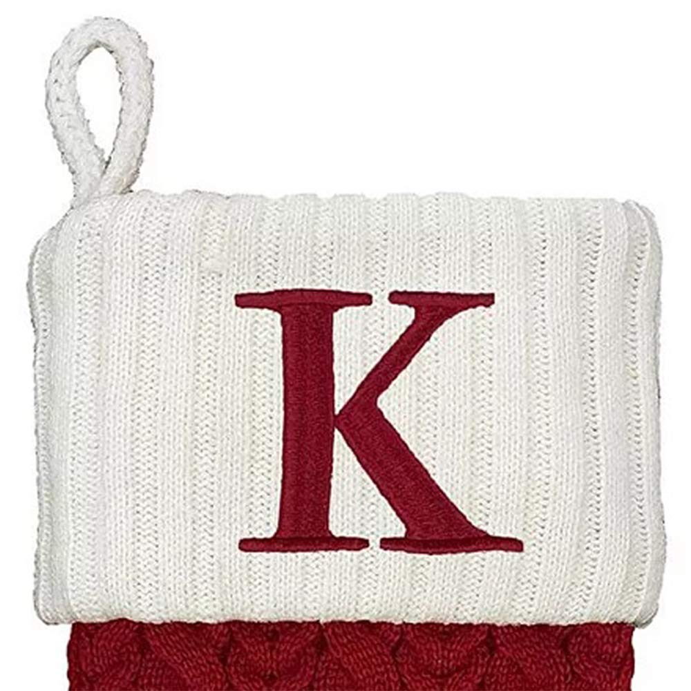 St. Nicholas Square 21 Inch Cable Knit Monogram Acrylic, Christmas Stocking (Embroidered K)