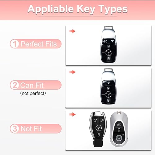 Miniatura 2 de ROUWANG Juego de 3 piezas de accesorios de coche rosa para mujer, compatible con 4 botones Ben Key Fob CoverKey Shell, Bling Push to Start Button