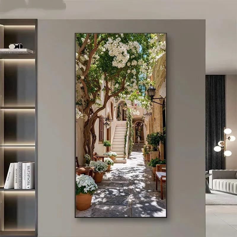 Tableau grand format fleurs blanches pour habiller un grand mur - 3
