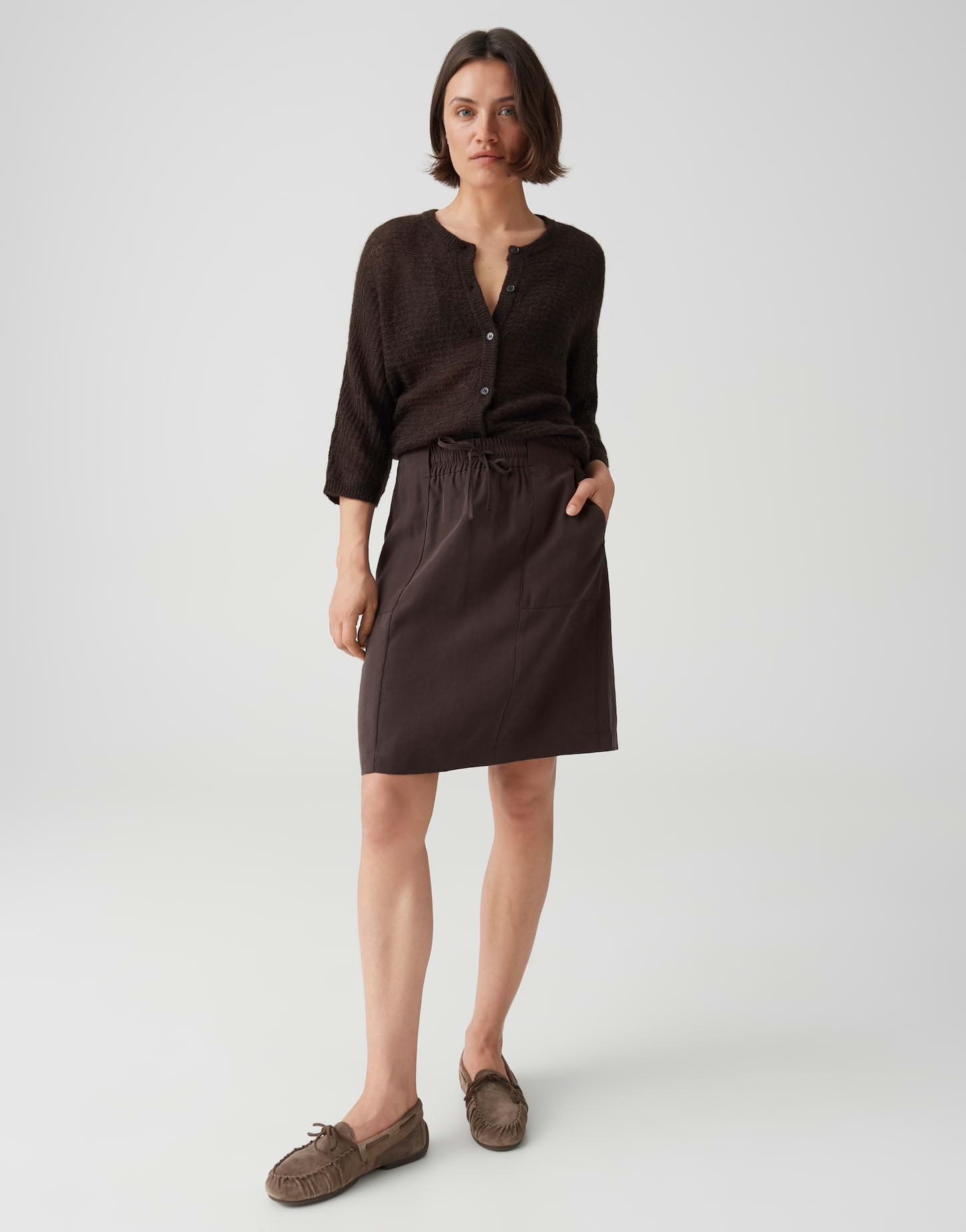 OPUS Damen Minirock | Fließender Pencilskirt mit Cargotaschen