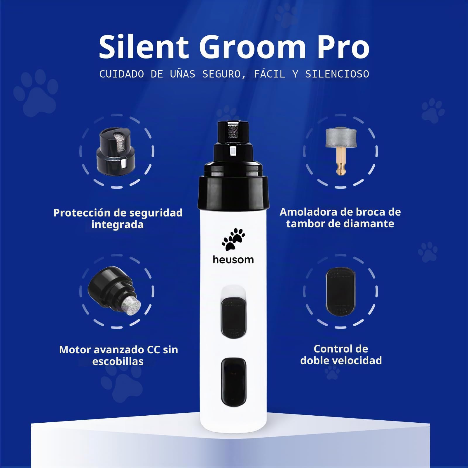 Silent Groom Pro Lijadora de Uñas para Mascotas | Cortauñas Ultra Silencioso para Perros, Gatos y Otros Animales | Cuidado de Uñas Seguro y Sin Estrés, Ideal para Perros Sensibles de Todas las