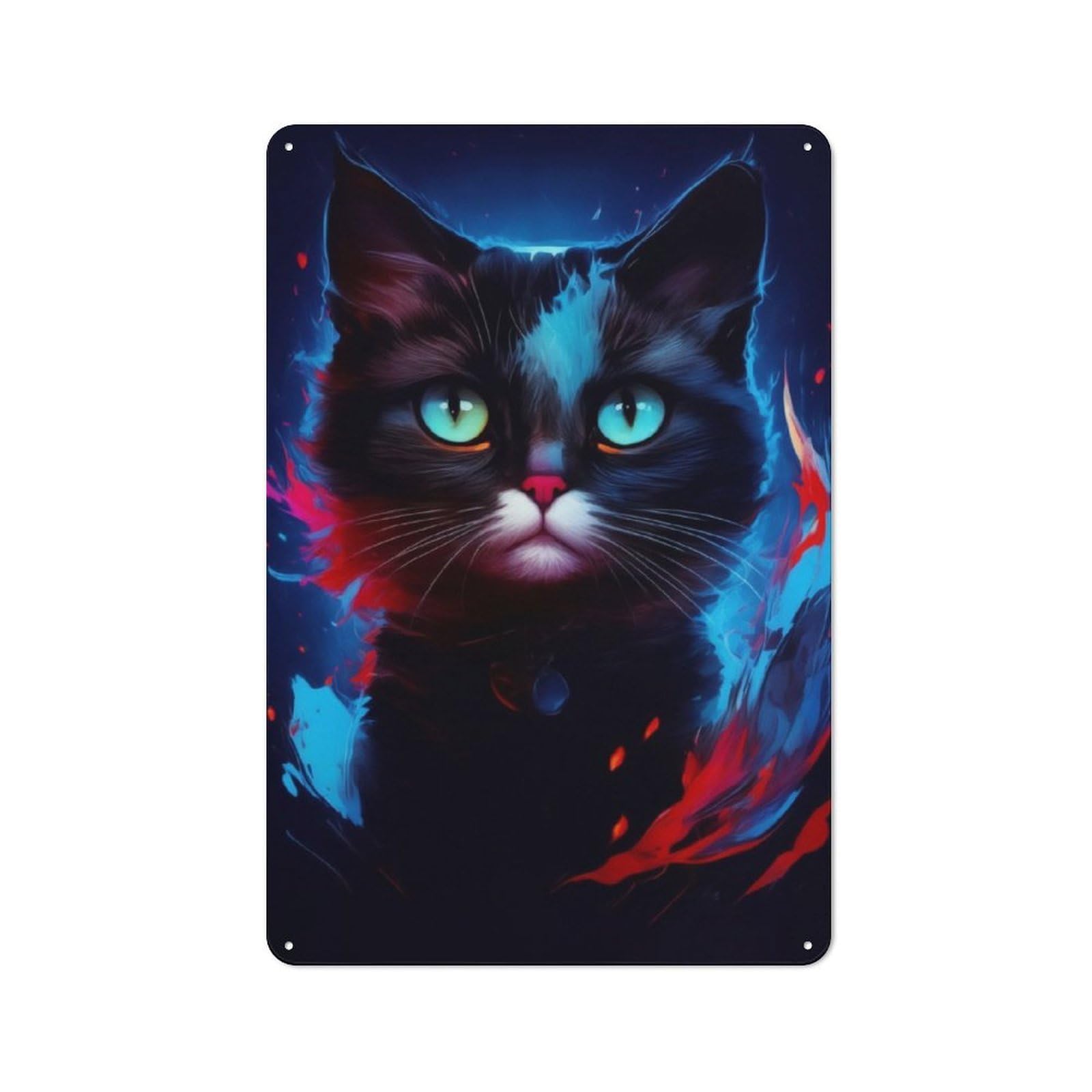 Junmoney Cute Cat Abstract Industrial Metal Wall Decor 30X20cm, Metal Wall Sign For Tool Room, Garage, Studio Or Home Bar