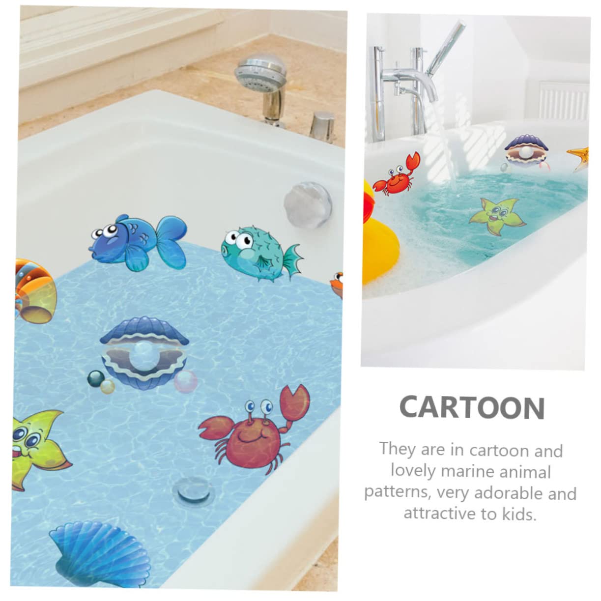 Toyvian 4juegos Pegatinas Antideslizantes De Baño para Adhesivos Impermeables De Vida Marina para Bañera Decoración Divertida y Segura para Baño De Autoadhesivo