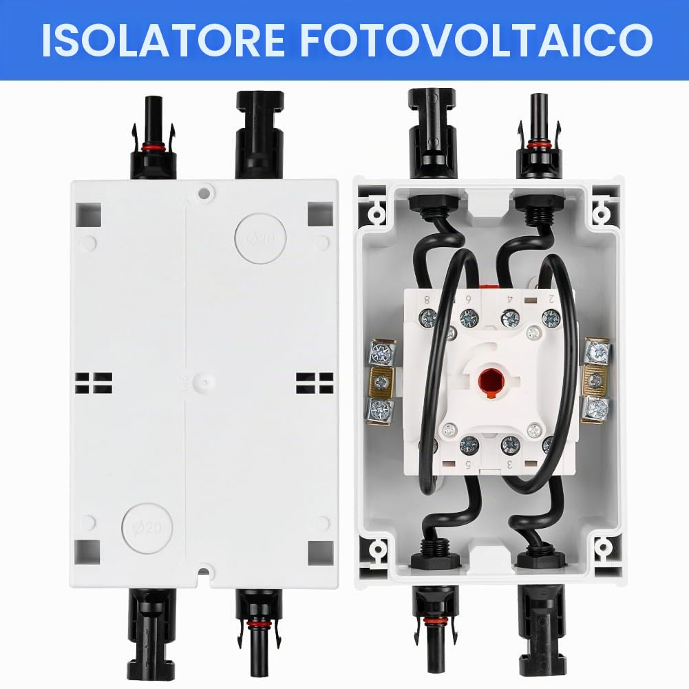 OFFCUP Interruttore Isolatore CC, Solare Sezionatore CC 1200V 32A Interruttore di Separazione CC Interruttore Solare Isolatore Fotovoltaico, Isolatore Fotovoltaico Solar per Pannello, Batteria…