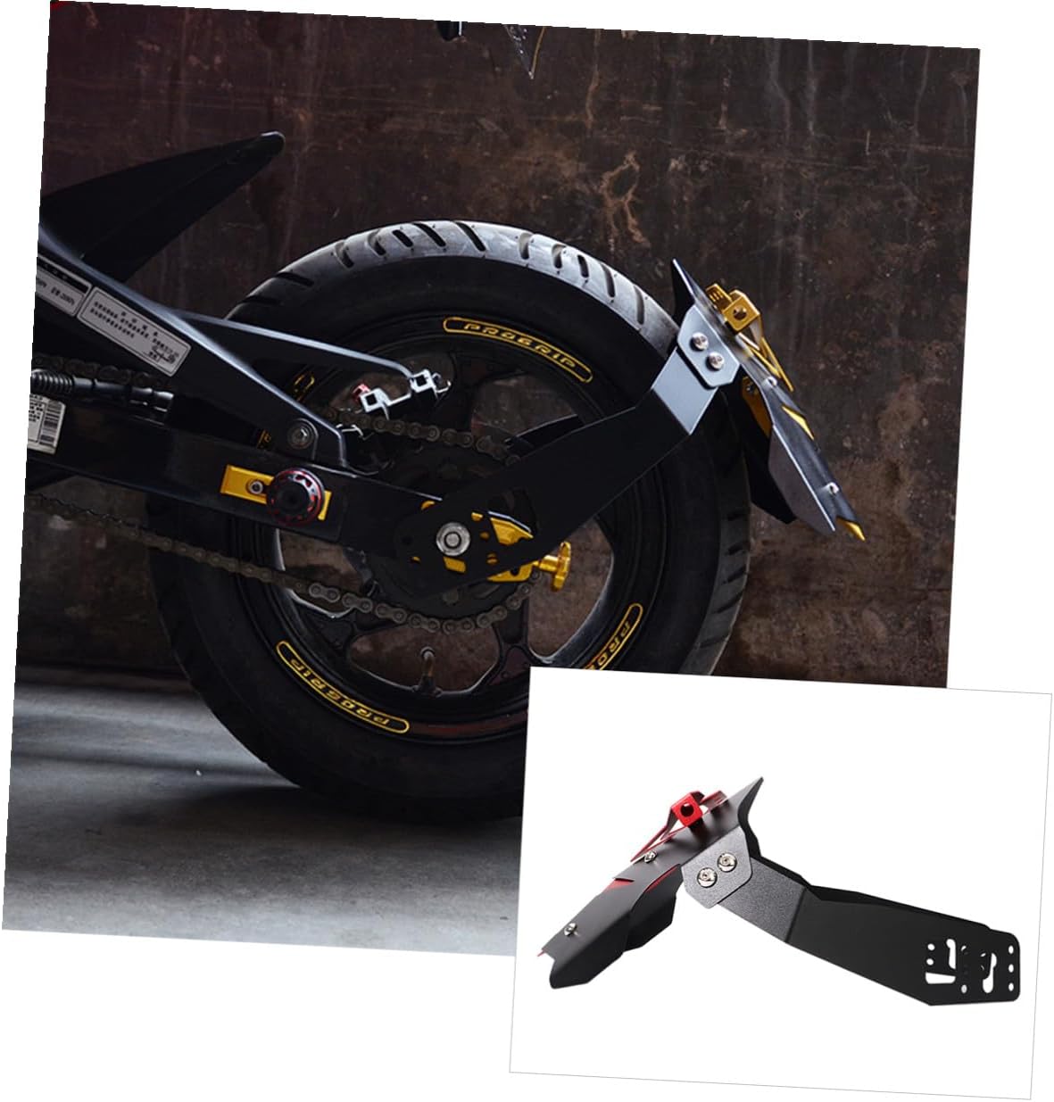 Balacoo Aluminum Alloy Rear Mudguard for Motorcycle, Off-Road Vehicle Accessory with Red Protective Guard, Sturdy Rear Fender Plate for Dirt Bike Protection