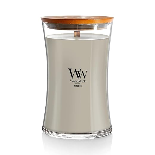 Woodwick Kamin Jar Kerze - Weiß, 623g