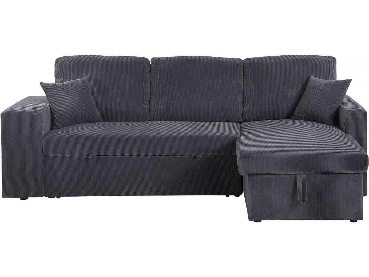 Habitat et Jardin Canapé d'angle en Velours côtelé Convertible/réversible Axel - 3 Places - Gris