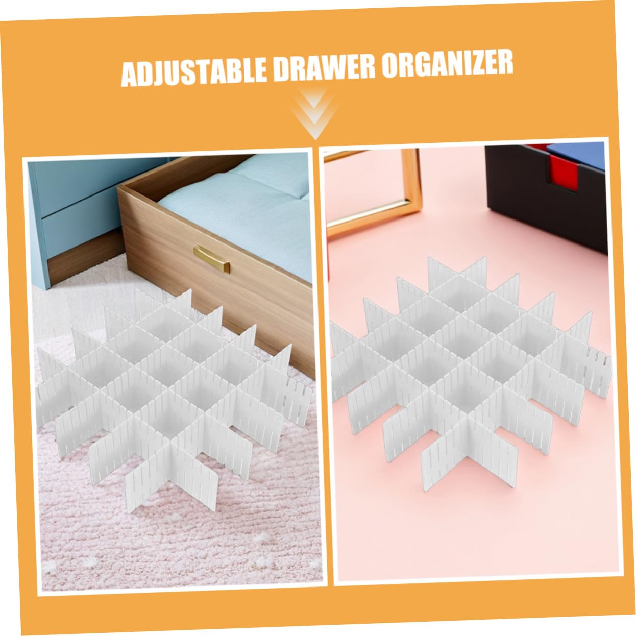 Toyvian 16 Stück Verstellbare Schubladenteiler DIY Ordnungssystem Weiß für Socken Unterwäsche Schals Kosmetik Organizer Vielseitig für Schlafzimmer Küche Badezimmer