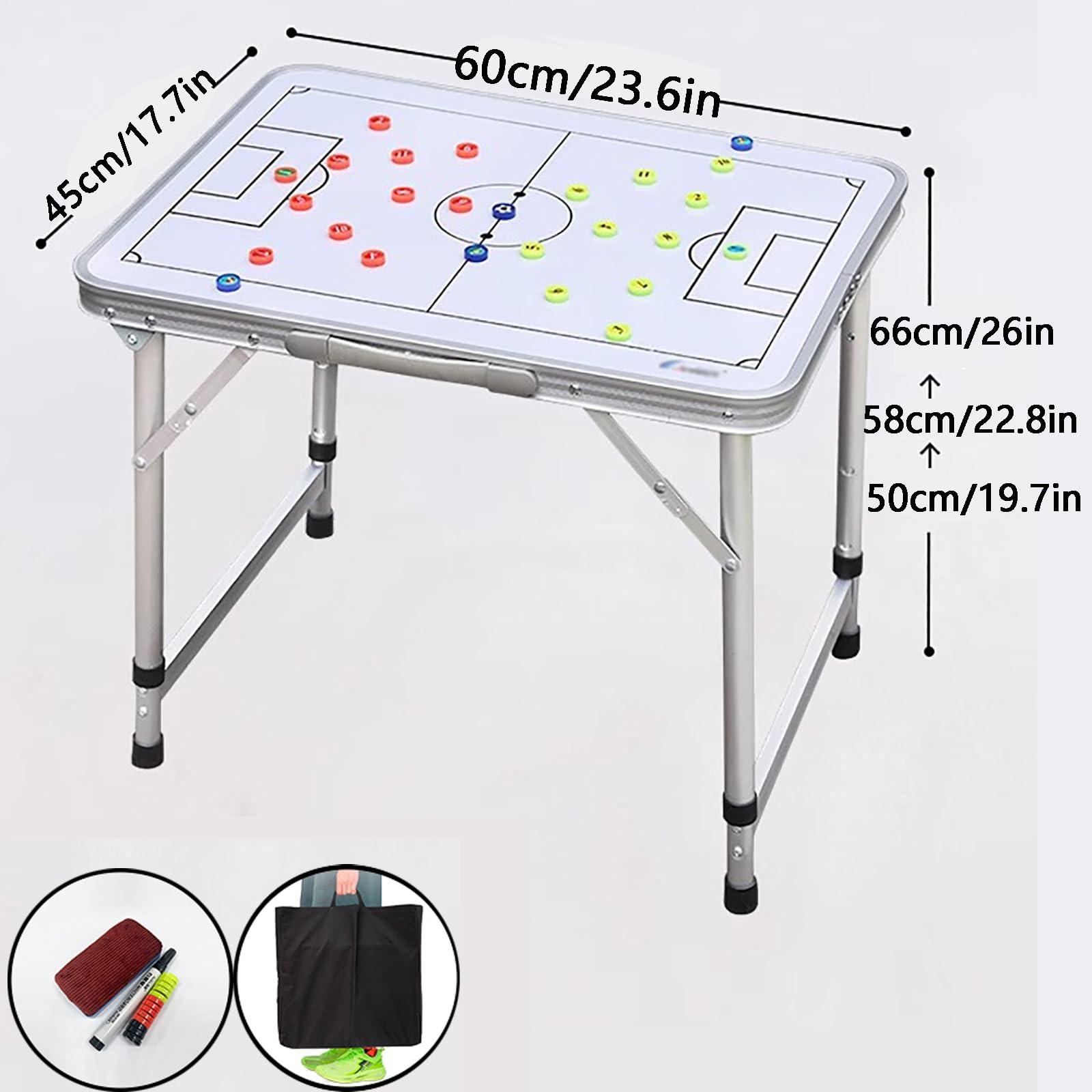 Lavagna Calcio per Insegnare e Formazione, Lavagna Tattica Magnetica Calcio, Design Pieghevole, Facile da Trasportare, Robusto e Durevole, Adatto per l'allenamento(White)