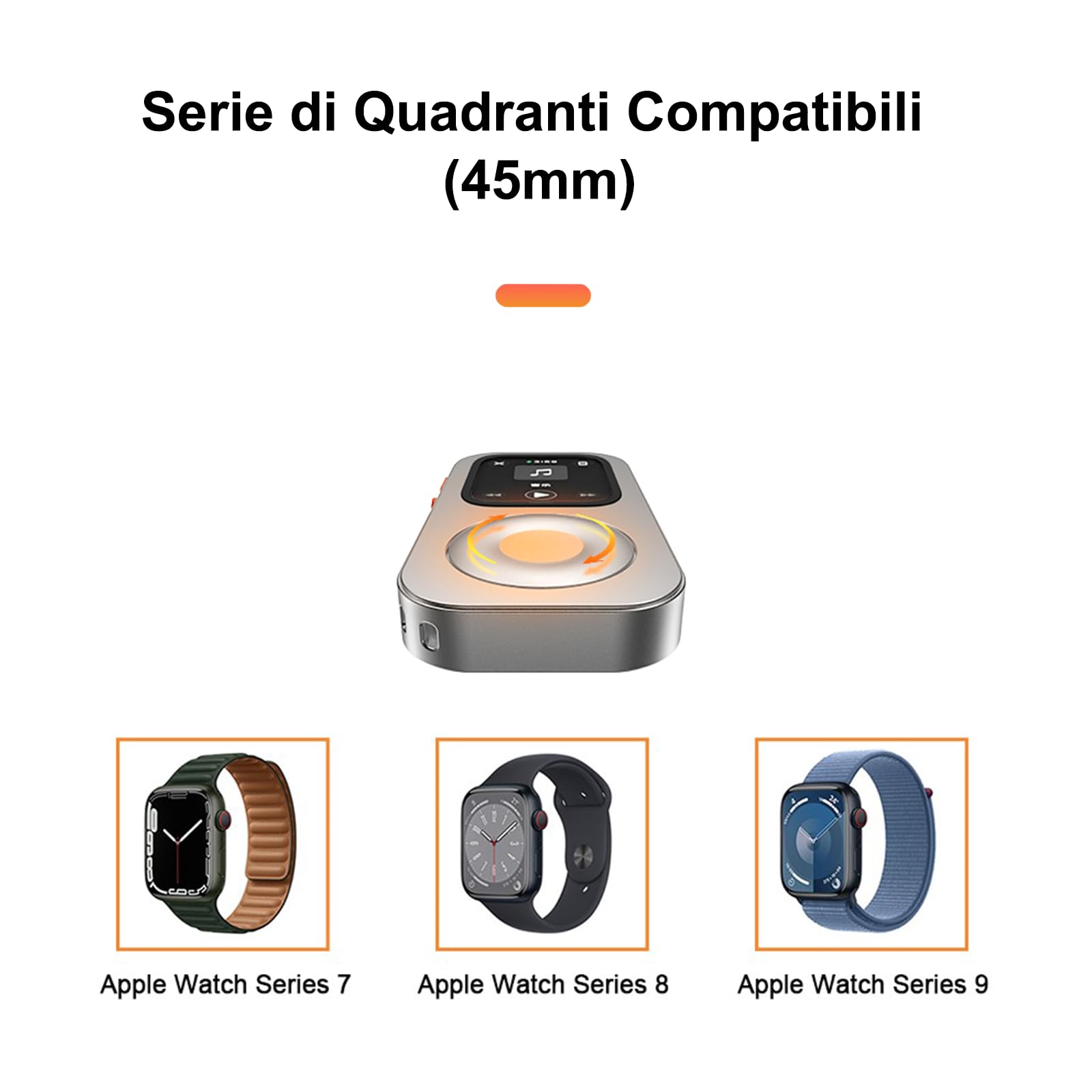 Custodia Protettiva in Lega di Alluminio Stile Retro iPod per Apple Watch Series 7/8/9 Quadrante grande, con Rotella di Scorrimento, Kit Music Player Compatibile con AirPods, per iWatch 45 mm