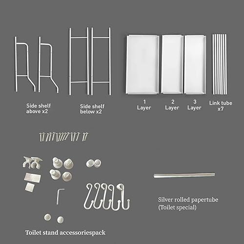 Miniatura 5 de Estante de almacenamiento sobre el inodoro, estante organizador de baño multifuncional de 3 niveles, estantes de almacenamiento estables, fácil