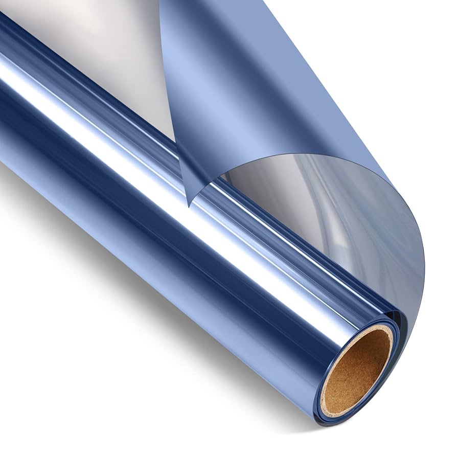 Zindoo Black Silver Window Film Privacy One Way Clear, Reflective Window Film Anti Glare, Privacy Film For Glass Windows UV Blocking, Self Adhesive Heat Control Solar Film For Windows, Home, 30x200cm