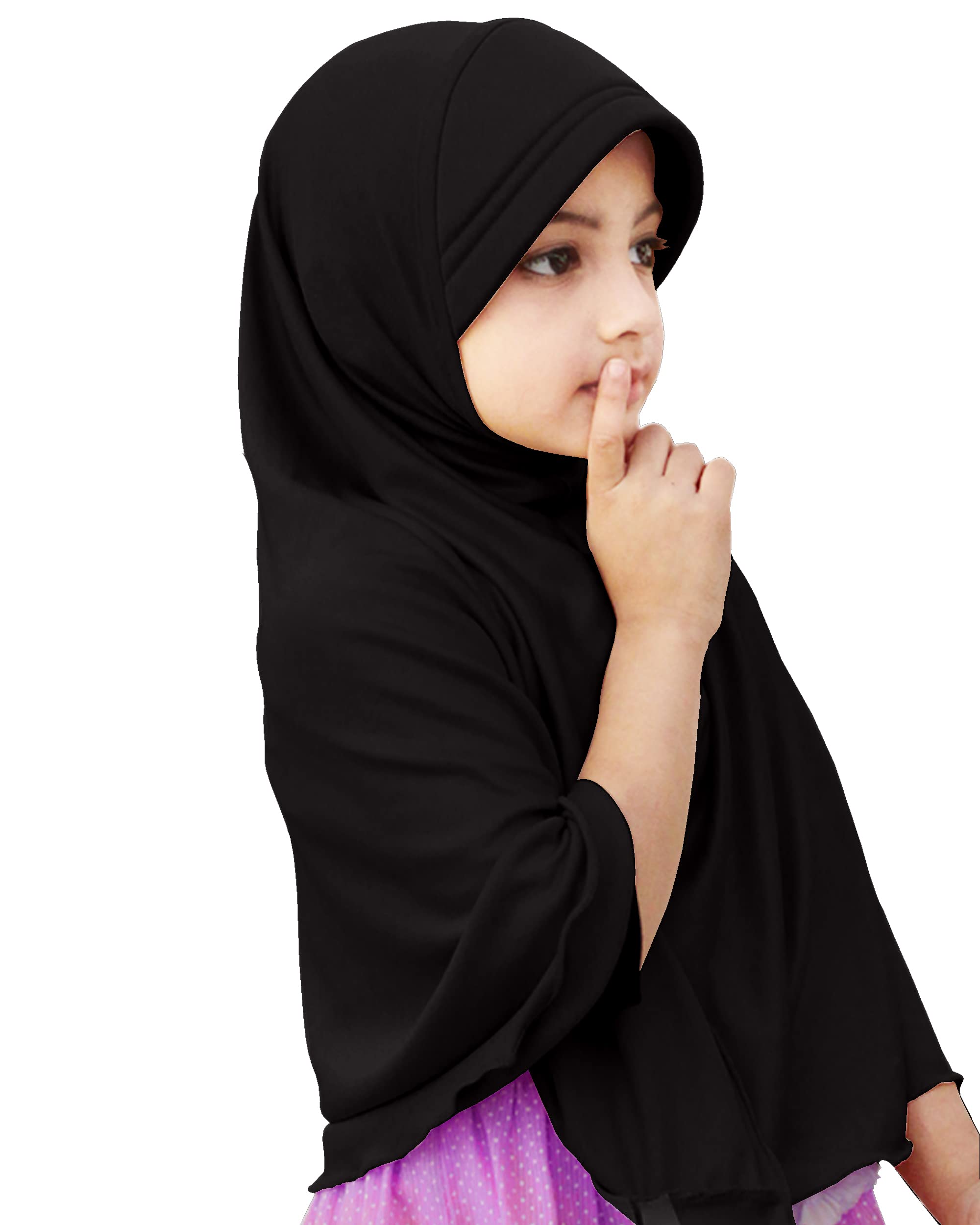 Mehar HIJAB's Polycotton Girl's Scarf Little Maale Long Hijab S (Medium, Black), (female) - Image 2 thumbnail