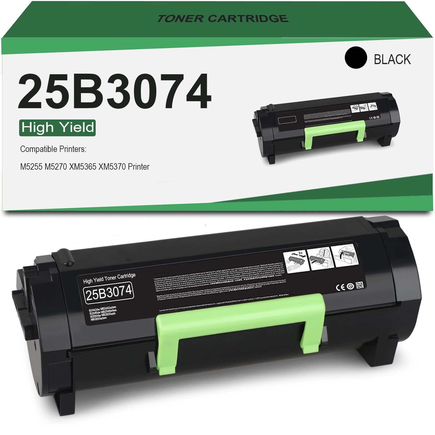 25B3074 Toner Cartridge for Lexmark M5255 M5270 XM5365 XM5370, Black, 10,500 Pages