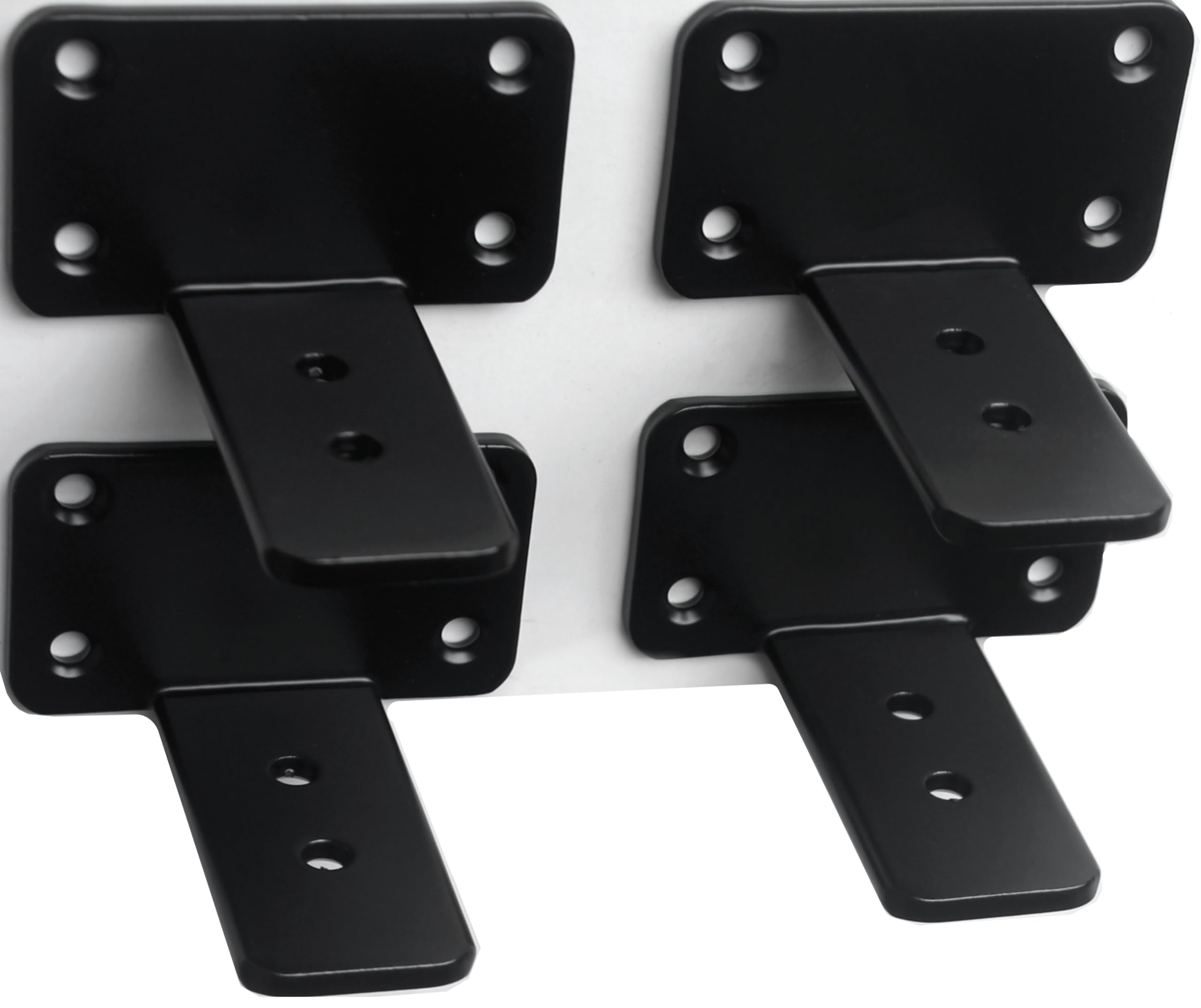4 Pack - 3 inch Black Hidden L Shelf Bracket (1/5 Inch Thicked) Iron Floating Shelf Brackets Rustic Industrial Metal Brackets for Shelf Support