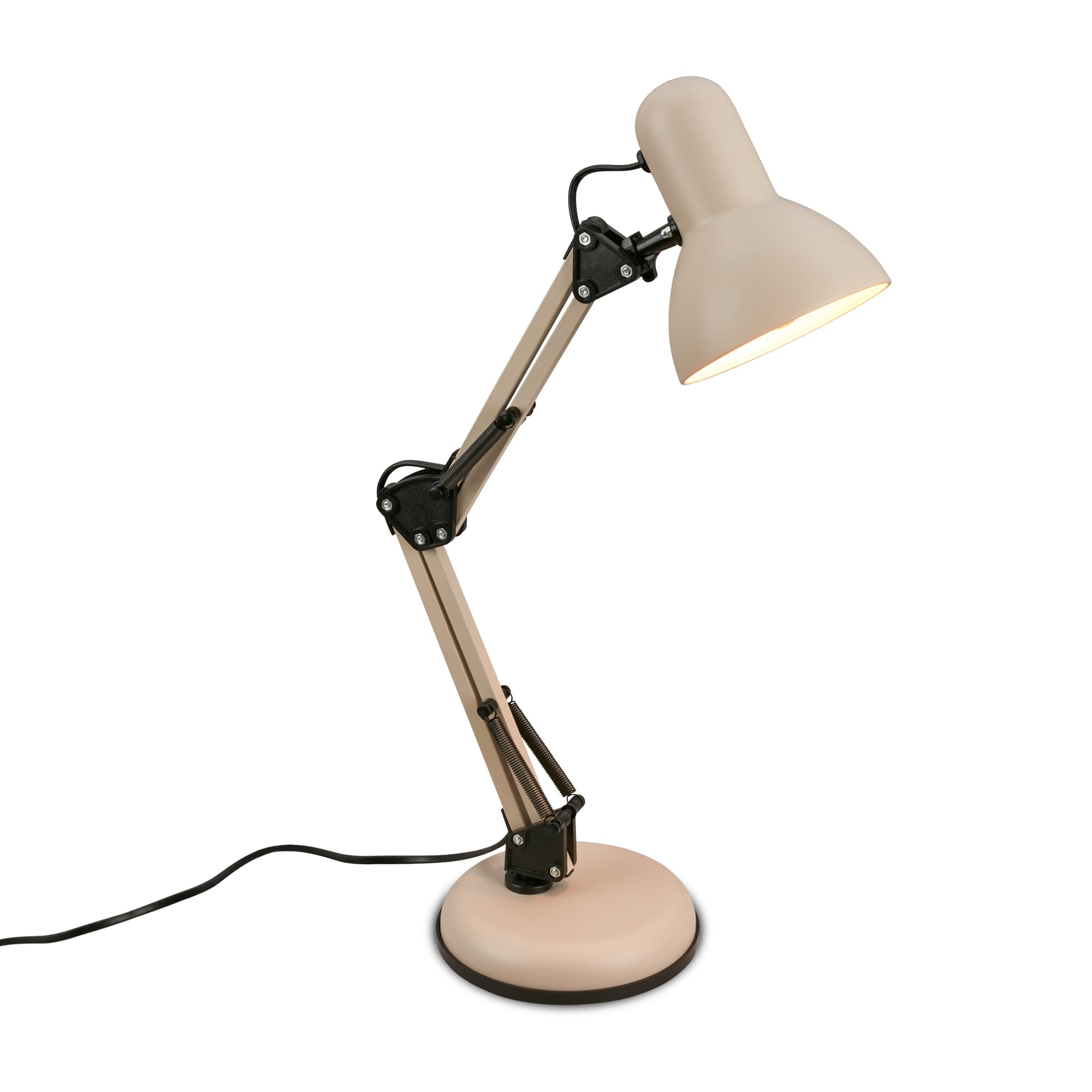 BRILONER - Lampara escritorio con cable e interruptor, orientable, E14, máx. 25W, flexo escritorio, lamparas de mesita de noche, lampara mesita noche, 15,5x53 cm, beige