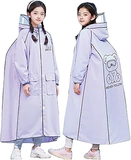 Poncho de lluvia para niños y niñas, unisex, impermeable, resistente al agua, reflectante para ciclistas, 10-16 años