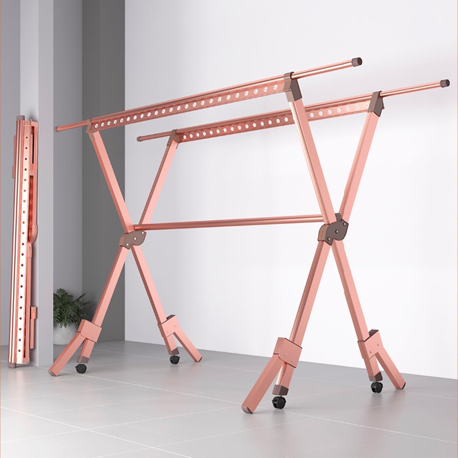 FGXHHS Freestanding Metal Garment Rack - Sturdy Floor Standing Clothes Rail with Storage Shelf, Ideal for Retail Display and Home Organization