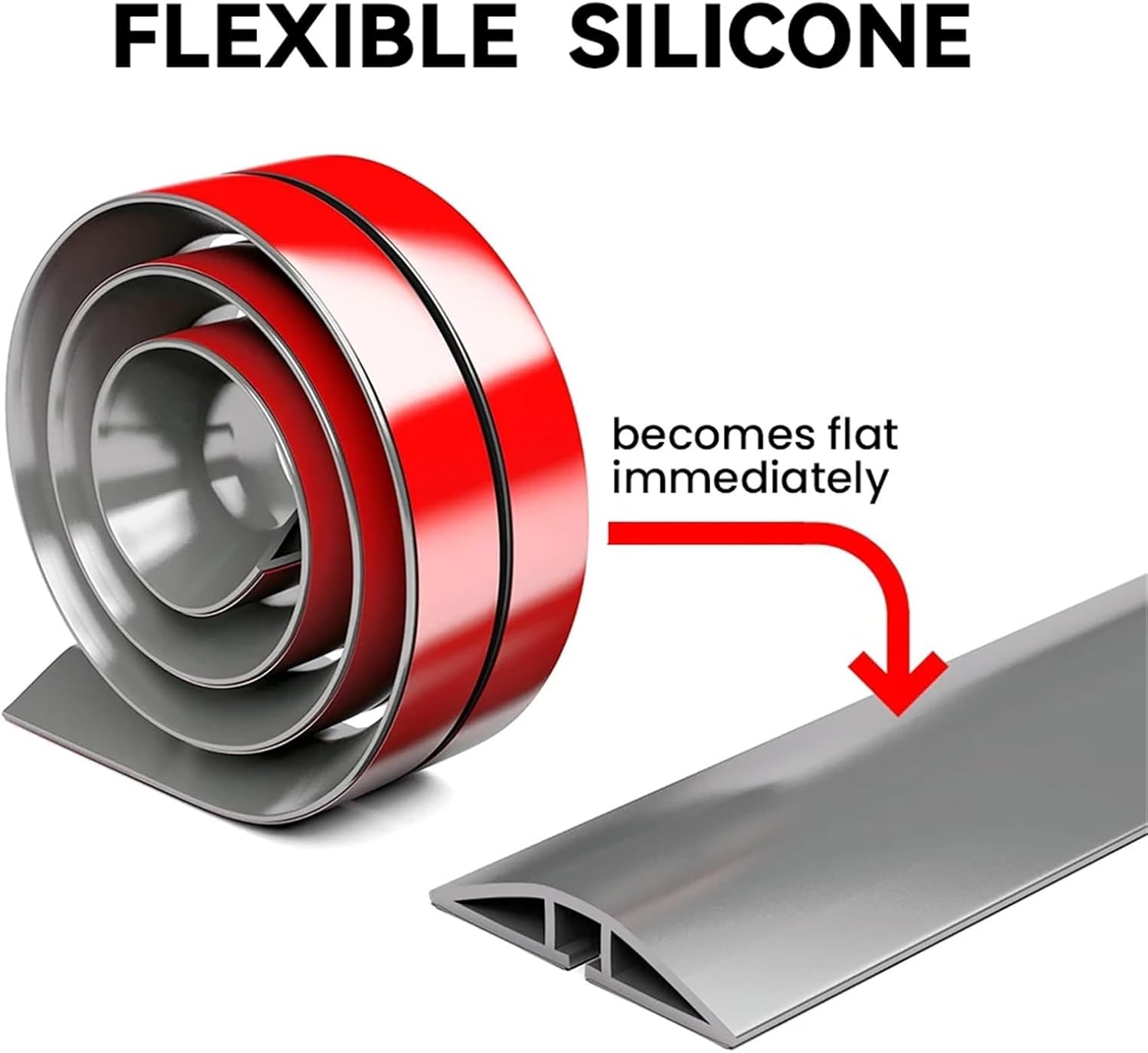 Cord Cover Floor 1.07m Self-Adhesive Silicone Floor Wire Protector - Cable Cover(Brown,4pcs)