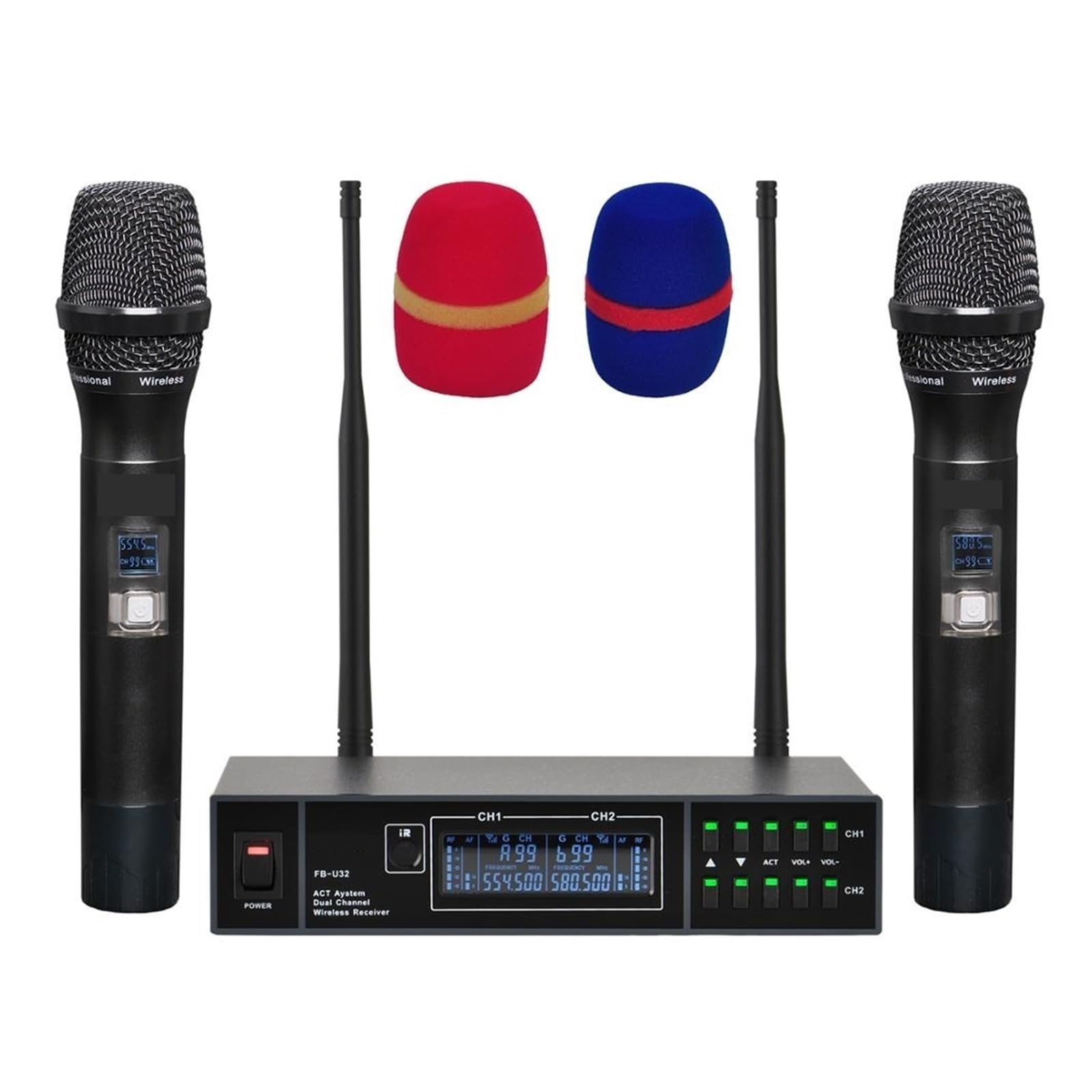 FB-U32 2-drożny, 2x99, Regulowany, Wieloczęstotliwościowy, Metalowy, Przenośny, Bezprzewodowy System Mikrofonowy Do Karaoke, Kościoła I Szkoły