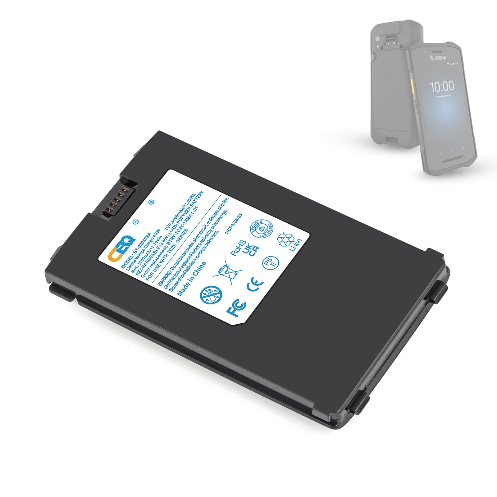 CBQ for Zebra TC21 Scanner Battery TC26 TC210 TC21 TC210K TC26AK TC26CK TC26BK TC26DK TC26EK BT-000411-08 BT-000409A BTRY-TC2Y-1XMA1-01 Replacement Lithium Batteries,3400mAh.