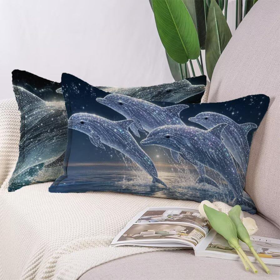Housse Coussin Dauphin 90x60 Confortable en Lin Blanc Haut de Gamme - 3