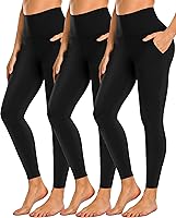 NEWYOUNG 3 Pack Women's High Waisted Leggings with Pockets - Tummy Control Yoga Workout Pants