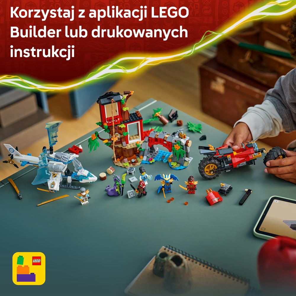 LEGO NINJAGO Bitwa ninja: domek na drzewie z pojazdami 71857 | pojazd ninja, zabawka akcji, prezent dla chłopca i dziewczynki 7+, misja ninja, 642 elementy